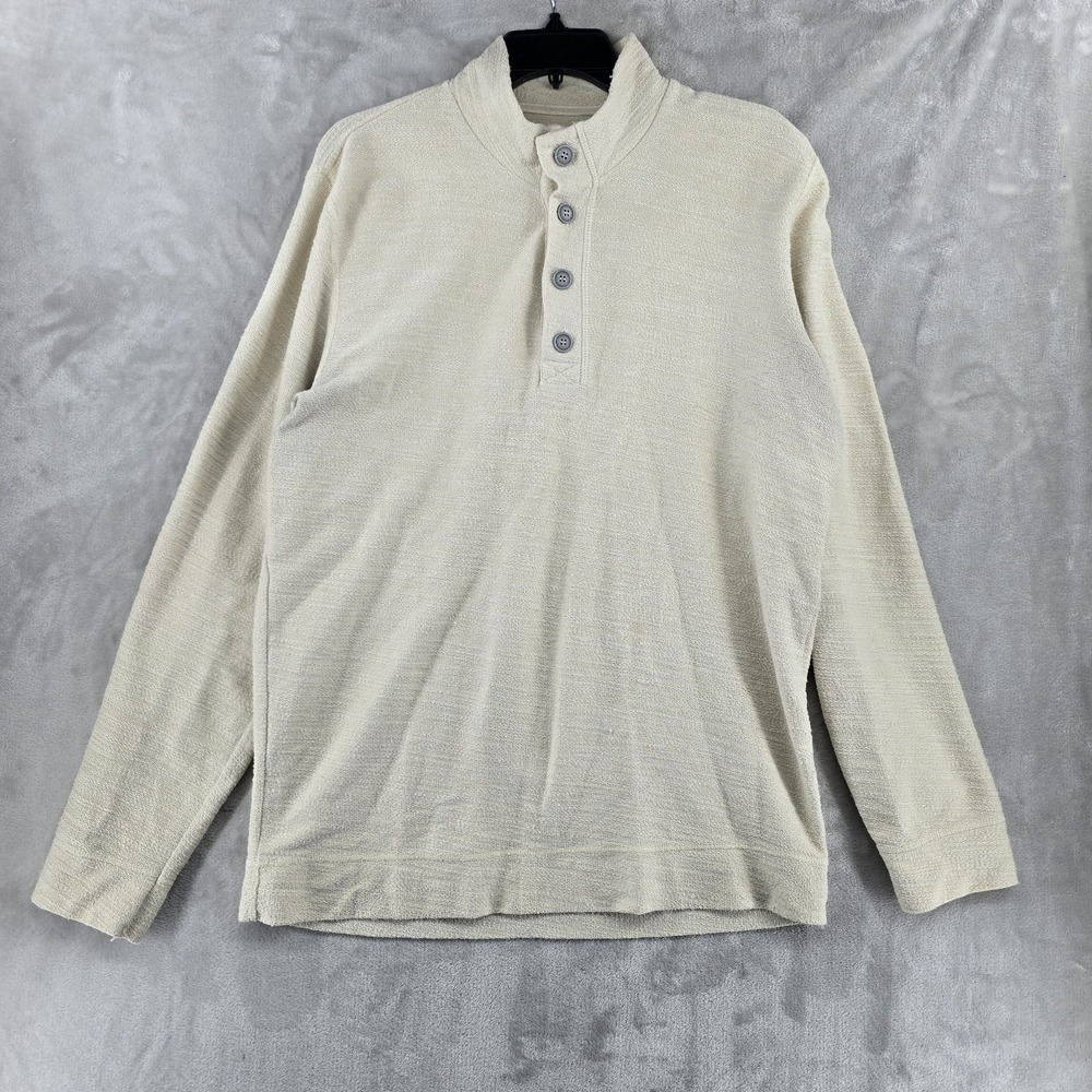 Marine Layer Knit Henley Pull Over Mens Large Ivory Color Sweatshirt